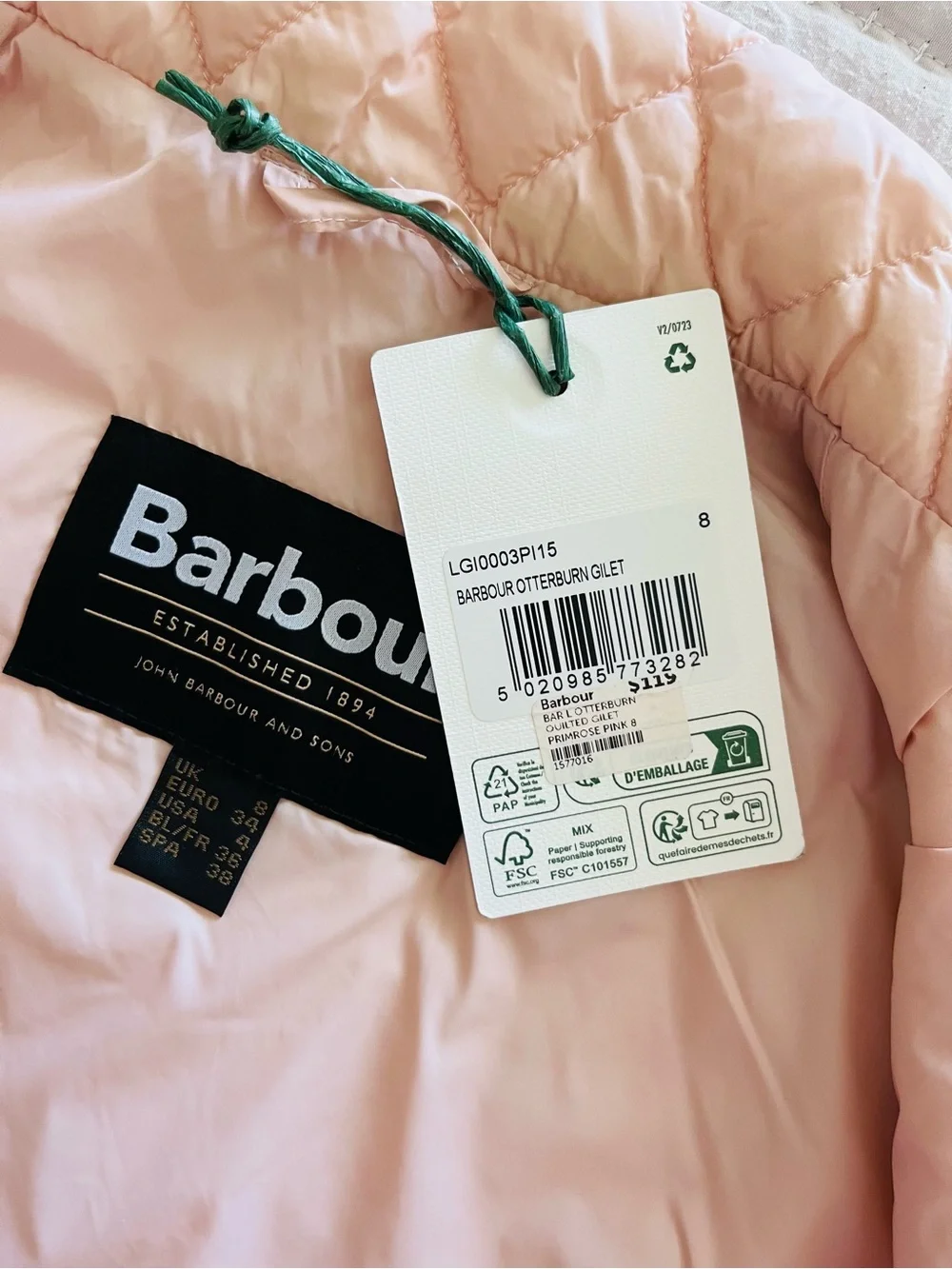 Barbour Pink Quilted Sleeveless Vest otterburn gilet - Picture 5 of 7